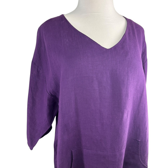 Bryn Walker 100% Linen Judy Oversized Tunic Top Purple Women's Large Lagonlook - Picture 4 of 15